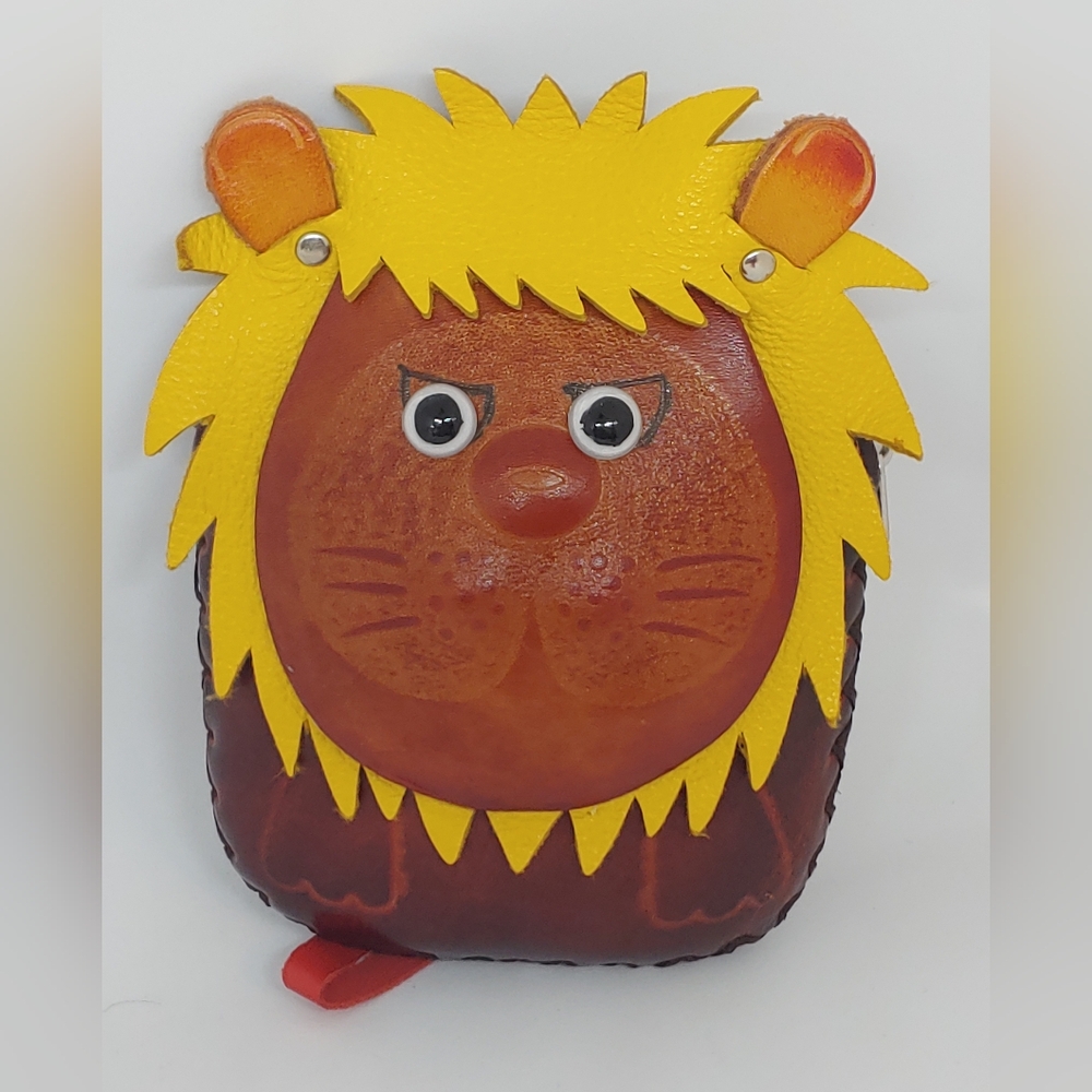 Handmade Embossed  Genuine Leather Lion Coin Purse/Wristlet